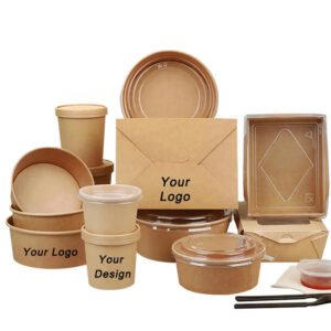 Food Container Fast Food Kraft Paper Chinese Food Packing Printing Paper Box Household Products Drinkware Service Brown Folders